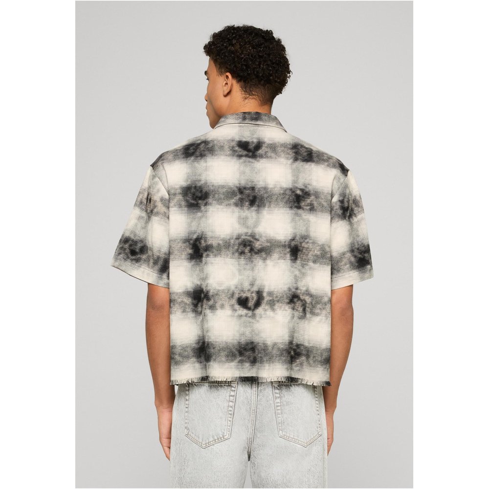 Urban Classics - Washed Boxy Short Sleeve Flannel Bluse - Schwarz